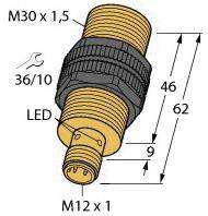 Turck Induktiver Sensor nicht bündig NPN, Schließer NI20U-S30-AN6X-H1141