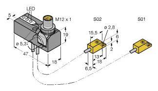 Turck Induktiver Sensor nicht bündig PNP, Schließer NI2-ISI-0,055-BDS-2AP6X3-H1141/S34