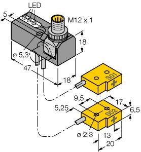 Turck Induktiver Sensor nicht bündig PNP, Schließer NI2-Q6,5-0,1-BDS-2AP6X3-H1141/S34