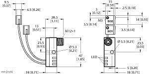 Turck Induktiver Sensor nicht bündig PNP, Schließer NI2-Q9,5-AP6-0,1-FS4.4X3/S304