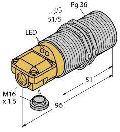 Turck Induktiver Sensor bündig PNP, Wechsler BI25-G47SR-VP4X2