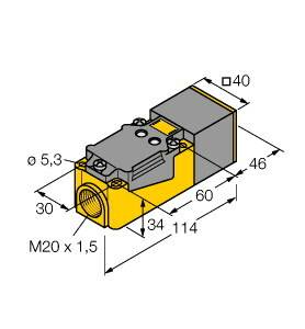 Turck Induktiver Sensor nicht bündig PNP, Wechsler NI20NF-CP40-VP4X2