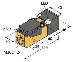 Turck Induktiver Sensor nicht bündig PNP, Schließer NI25U-CP40-AP6X2