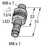 Turck Induktiver Sensor bündig NPN, Schließer BI1,5-EG08K-AN6X-V1131