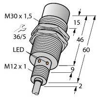 Turck Induktiver Sensor nicht bündig PNP, Schließer NI30U-EM30WD-AP6X