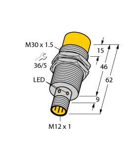 Turck Induktiver Sensor nicht bündig PNP, Öffner NI30U-M30-RP6X-H1141