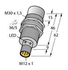 Turck Induktiver Sensor nicht bündig NPN, Schließer NI30U-MT30-AN6X-H1141