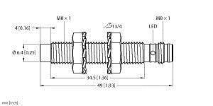Turck Induktiver Sensor nicht bündig NPN, Schließer NI3-EG08-AN6X-V1131