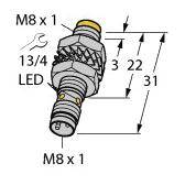 Turck Induktiver Sensor nicht bündig NPN, Schließer NI3-EG08K-AN6X-V1131