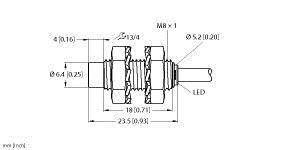 Turck Induktiver Sensor nicht bündig PNP, Schließer NI3-EG08K-AP6X