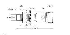 Turck Induktiver Sensor nicht bündig PNP, Schließer NI3-EG08K-AP6X-H1341