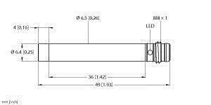 Turck Induktiver Sensor nicht bündig PNP, Schließer NI3-EH6,5-AP6X-V1131