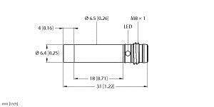 Turck Induktiver Sensor nicht bündig PNP, Schließer NI3-EH6,5K-AP6X-V1131