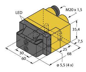 Turck Induktiver Sensor nicht bündig PNP, Schließer NI4-DSU26TC-2AP4X2