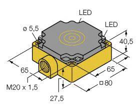 Turck Induktiver Sensor nicht bündig NPN, Wechsler NI50-CP80-VN4X2