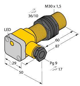 Turck Induktiver Sensor bündig PNP, Schließer BI10-P30SK-AP6X