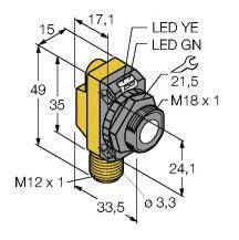 Turck 3073166 Ultraschall-Reflexionstaster QS18UPAEQ8 PNP, Schließer 1St.