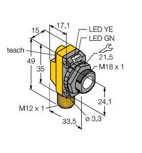 Turck 3073156 Ultraschall-Reflexionstaster QS18UPAQ8 PNP, Schließer 1St.