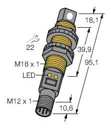 Turck 3002715 Ultraschall-Reflexionstaster S18UBARQ PNP, Schließer, NPN, Schließer 1St.