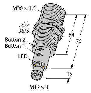 Turck 1610048 Ultraschall-Reflexionstaster RU300U-M30E-LIU2PN8X2T-H1151 PNP, NPN 1St.