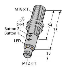 Turck 1610024 Ultraschall-Reflexionstaster RU40U-M18E-LIU2PN8X2T-H1151 PNP, NPN 1St.