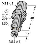 Turck RU70U-M18M-UP8X2-H1151 Ultraschall-Reflexionstaster 1 St. 15 - 30V Reichweite (max.): 700mm Frequenz (max.): 4.8Hz (Ø x L)