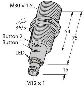 Turck 1610074 Ultraschall-Reflexionstaster RU300U-EM30E-LIU2PN8X2TH1151/3GD PNP, NPN 1St.