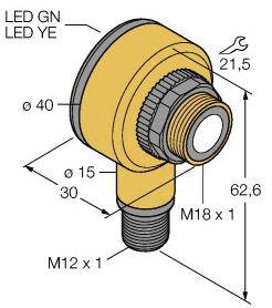 Turck 3038511 Ultraschall-Empfänger T18VP6URQ PNP, Schließer 1St.