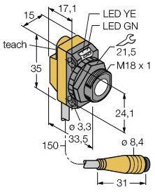 Turck 3073159 Ultraschall-Reflexionstaster QS18UPAQ PNP, Schließer 1St.