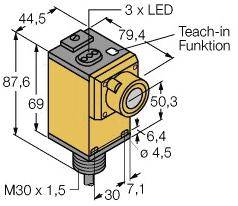 Turck 3047556 Ultraschall-Reflexionstaster Q45ULIU64BCR W/30' 1St.