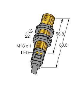 Turck 3002713 Ultraschall-Reflexionstaster S18UBA W/30 PNP, Schließer 1St.