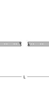 Zwei parallele Linien mit kleiner Öffnung in der Mitte, darunter der Buchstabe 'L'.