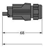 Technische Zeichnung eines Steckverbinders mit Längenmaß von 68 mm.