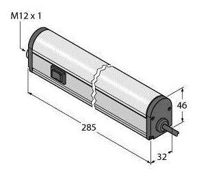 Technische Zeichnung einer zylindrischen Komponente mit Maßen: Länge 285 mm, Durchmesser 32 mm, und Höhe 46 mm. Gewinde M12 x 1.