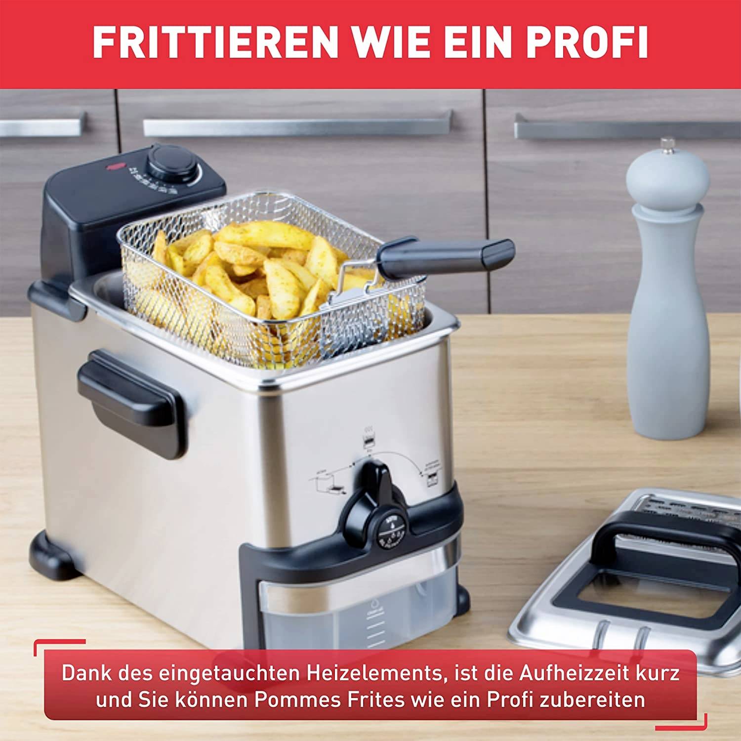 Tefal Oleoclean Fritteuse Edelstahl, Schwarz