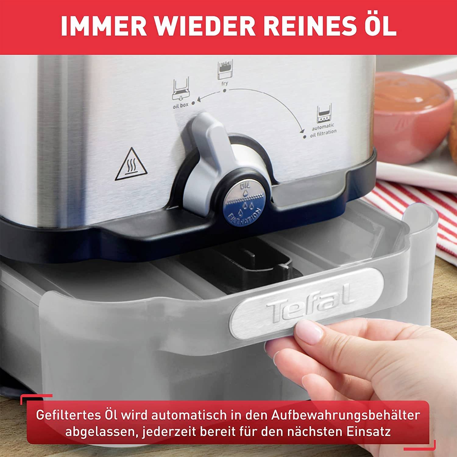 Tefal Oleoclean Fritteuse Edelstahl, Schwarz