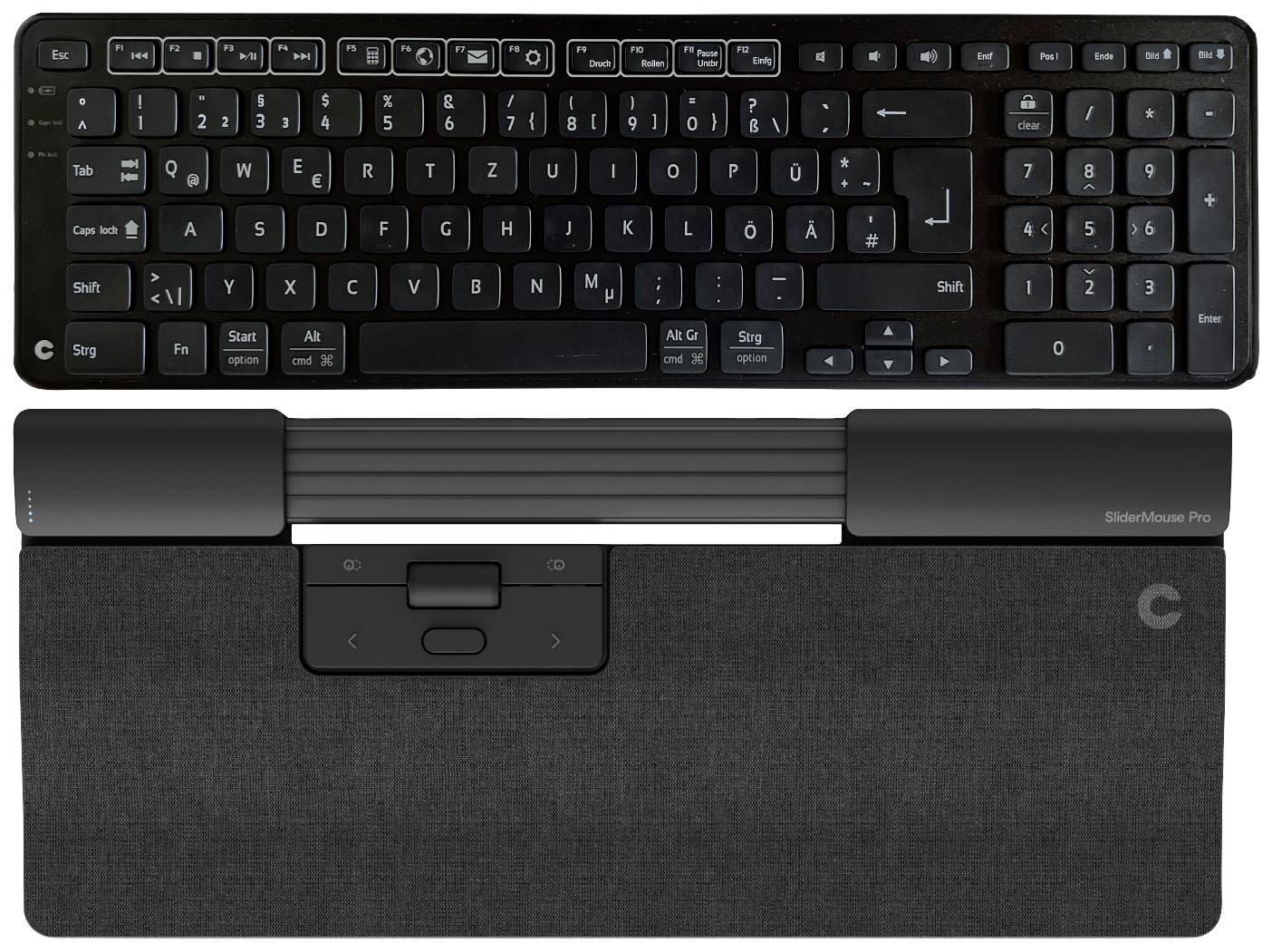 Contour Design SliderMouse Pro Regular Wrist + Balance Tastatur, Maus-Set Funk, Bluetooth® Schwarz, Dunkelgrau 600 dpi, 800 dpi