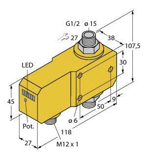 Turck Inline-Sensor FCI-D15A4P-ARX-H1140 6870671 Betriebsspannung (Bereich): 21.6 - 26.4 V/DC 1St.
