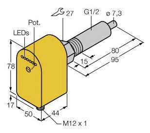 Turck Eintauchsensor FCS-G1/2A4P-AP8X-H1141/L080 6870364 Betriebsspannung (Bereich): 19.2 - 28.8 V/DC 1St.