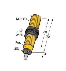 Turck Kapazitiver Sensor BCF5-S18-RN4X 2503008 bündig NPN, Öffner (Ø x L) 18mm x 74mm