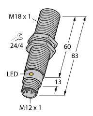 Turck Kapazitiver Sensor BC5-M18-AN4X-H1141/S250 2504025 bündig NPN, Schließer (Ø x L) 18mm x 83mm