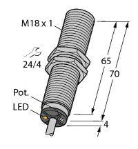 Turck Kapazitiver Sensor BC5-M18-RP4X 2504026 bündig PNP, Öffner (Ø x L) 18mm x 74mm