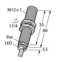 Turck Kapazitiver Sensor BC3-M12-AP6X/S90/3GD 2601003 bündig PNP, Schließer (Ø x L) 12mm x 63.5mm