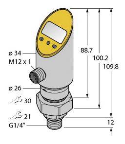 Turck Druckschalter 1 St. PS01VR-504-LI2UPN8X-H1141 -1 bar bis 0 bar