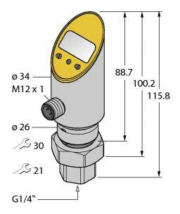 Turck Druckschalter 1 St. PS025V-501-LI2UPN8X-H1141 -1 bar bis 25 bar