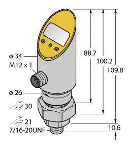 Turck Druckschalter 1 St. PS016V-505-LI2UPN8X-H1141 -1 bar bis 16 bar