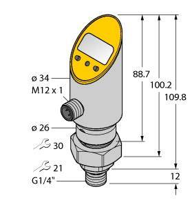 Turck Druckschalter 1 St. PS010A-504-LI2UPN8X-H1141 0 bar bis 10 bar