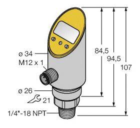 Turck Druckschalter 1 St. PS010V-303-LI2UPN8X-H1141 -1 bar bis 10 bar