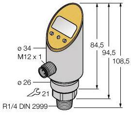 Turck Druckschalter 1 St. PS01VR-310-LI2UPN8X-H1141 -1 bar bis 0 bar