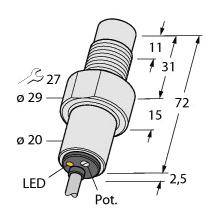 Turck Kapazitiver Sensor BC5-S185-AN4X 2503550 bündig NPN, Schließer (Ø x L) 18mm x 74.5mm